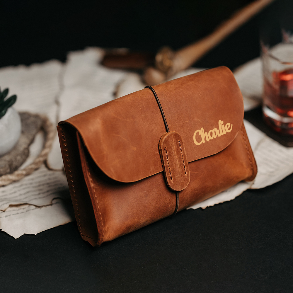 Personalized Leather Engraved Travel Electronic Accessories Organizer | JNSBag78