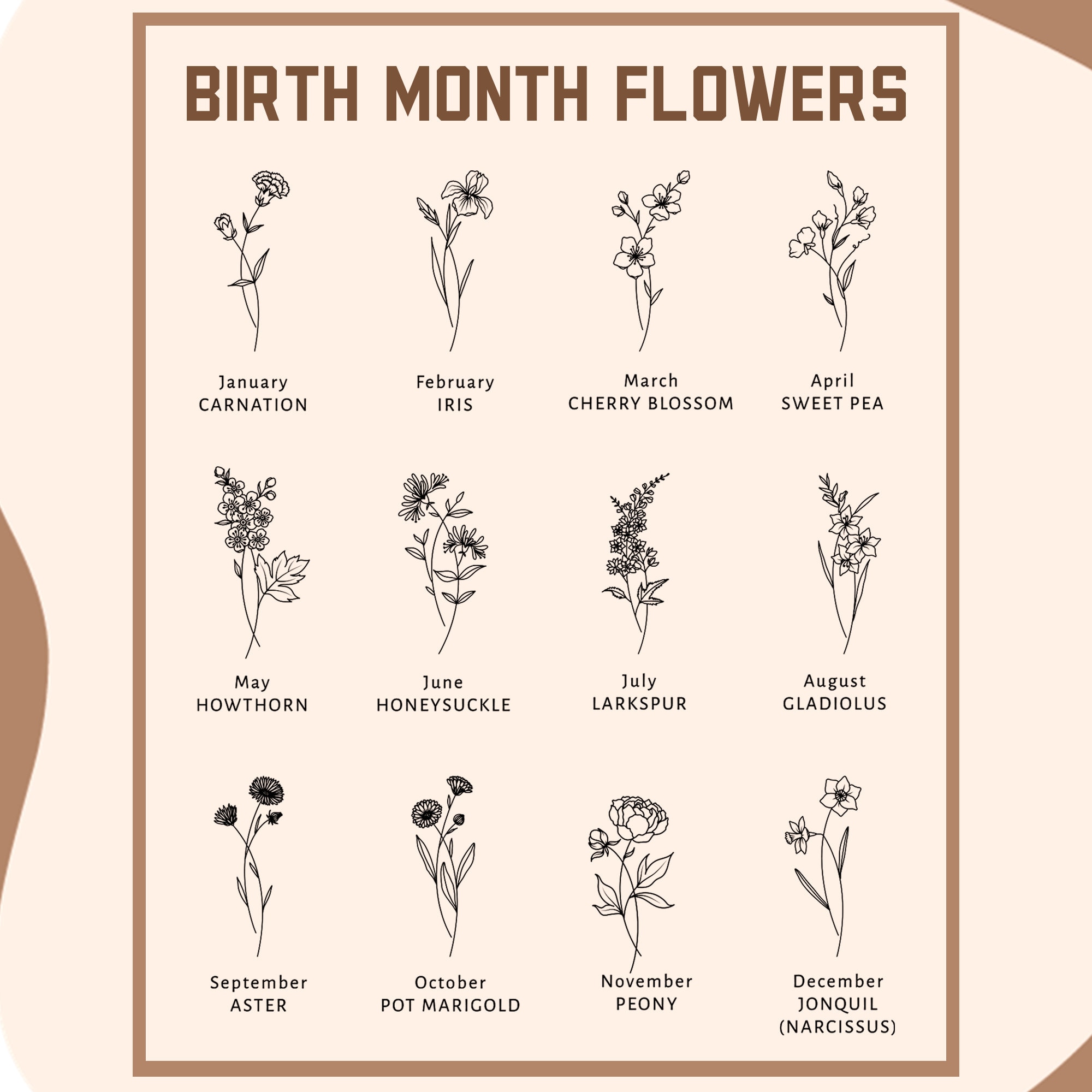 Personalized Birth Month Flower Leather Bookmark for Unique & Love | JNSDec34
