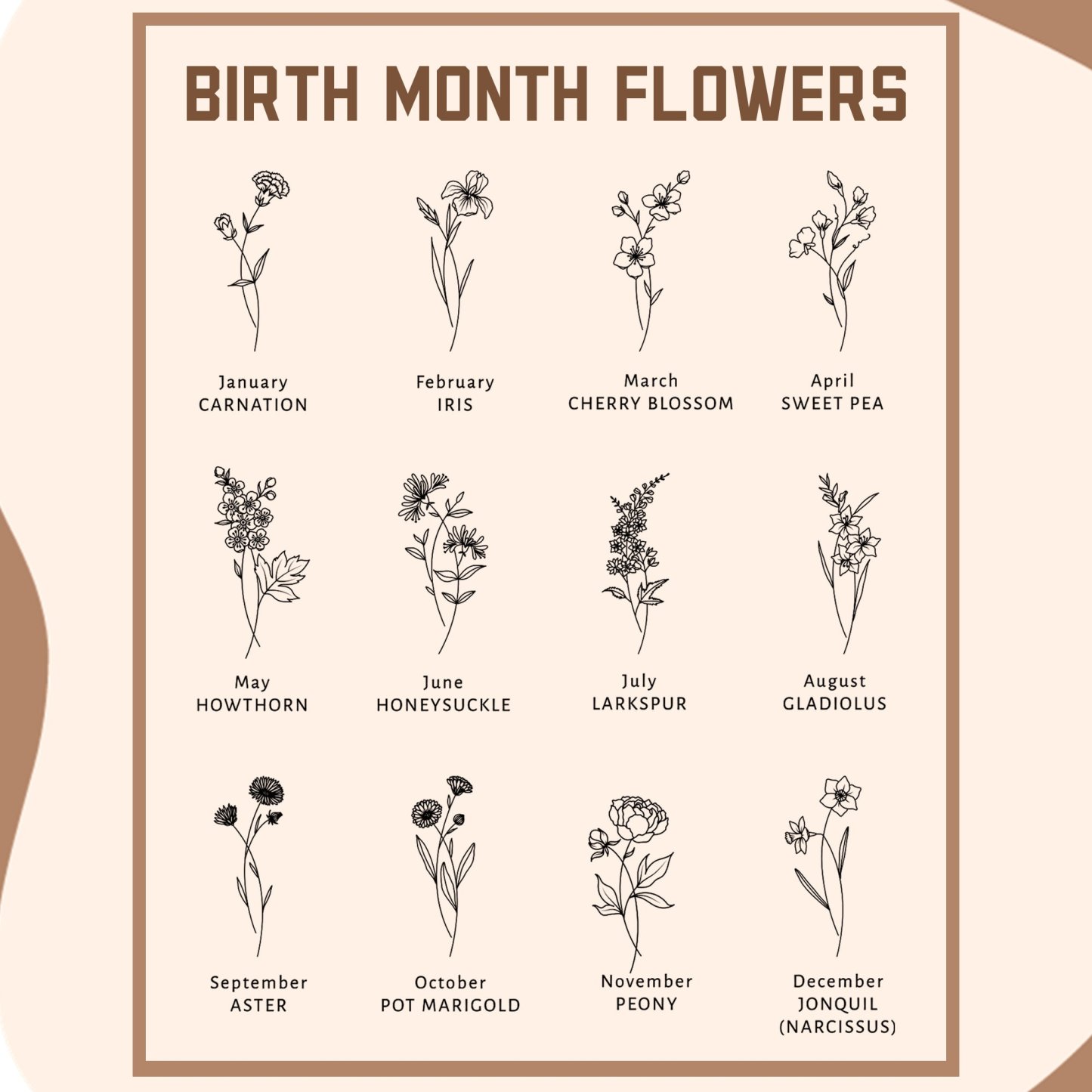 Personalized Birth Month Flower Leather Bookmark for Unique & Love | JNSDec34