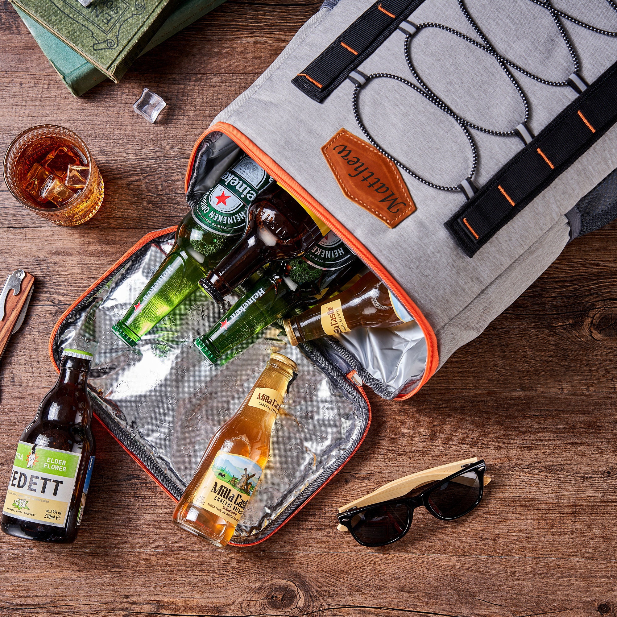 Personalized Leather Patch Cooler Backpack | JNSBag50