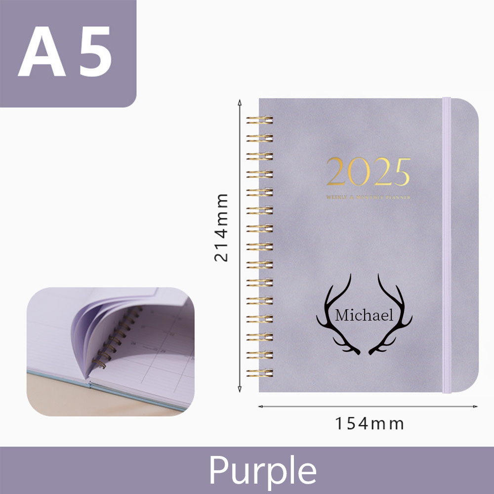Personalized Leather 2025 Weekly & Monthly Planner Notebook | JNSDec117