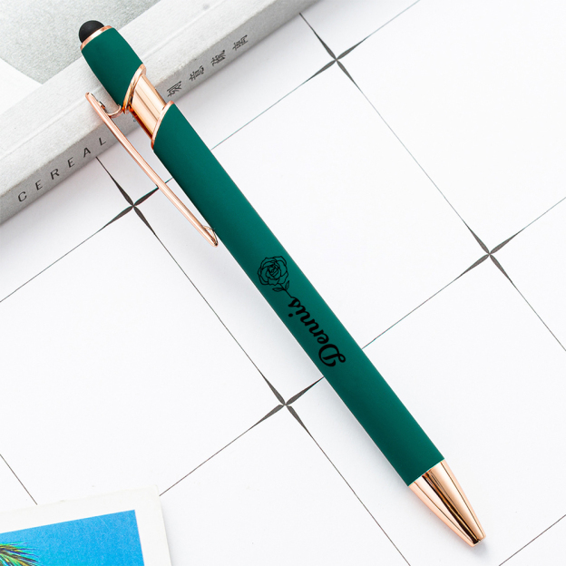 Personalized Morandi Color Birth Flower Retractable Ballpoint Pen for Unique & Love | JNSTool18