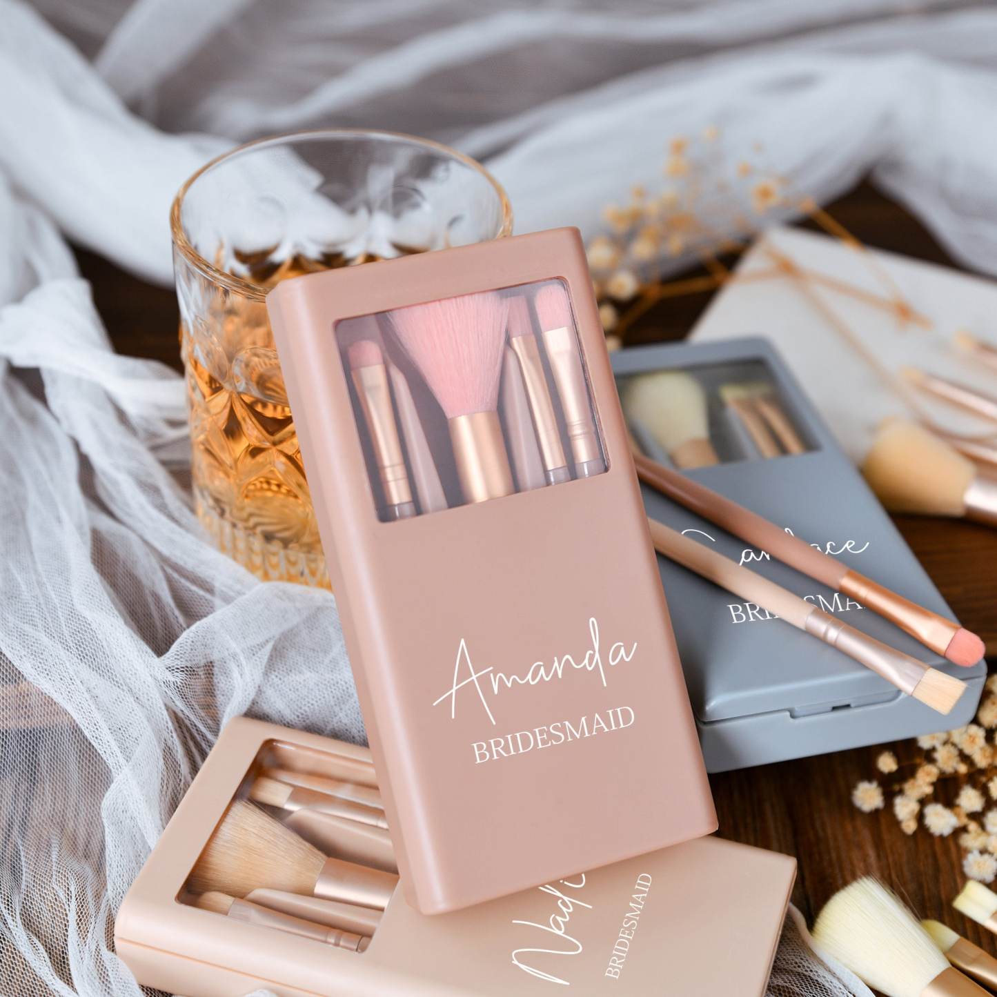 Personalized Makeup Brush Set with Mirror for Unique & Love | JNSBag19