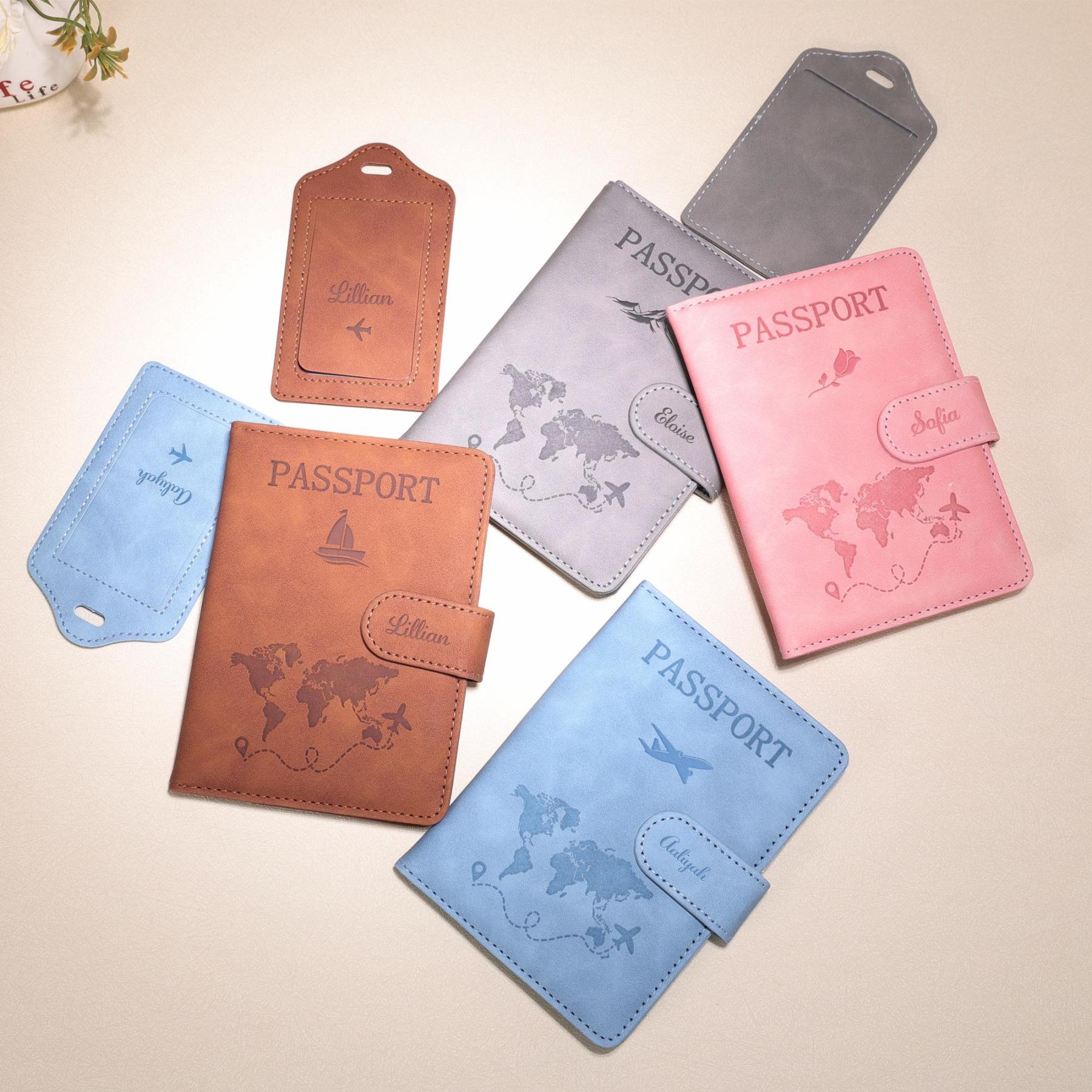 Personalized Monogram Leather Magnetic Passport Cover with RFID Blocking | JNSCase14