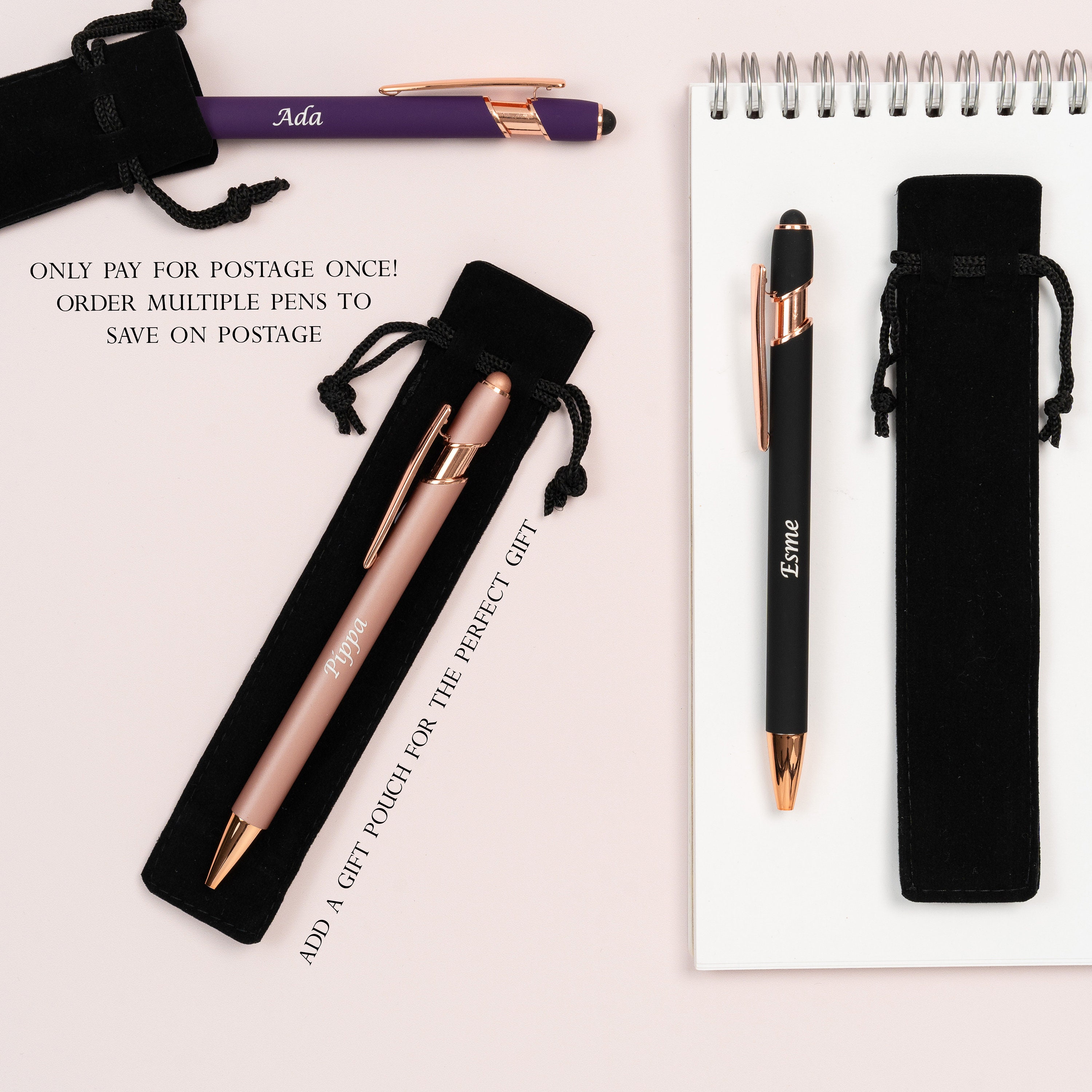 Personalized Luxurious Soft Touch Rose Gold Pen | JNSDec67