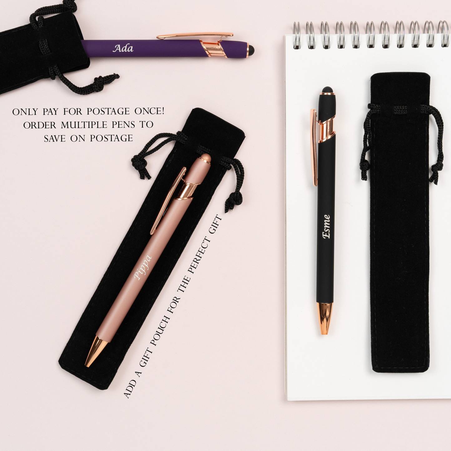 Personalized Luxurious Soft Touch Rose Gold Pen | JNSDec67