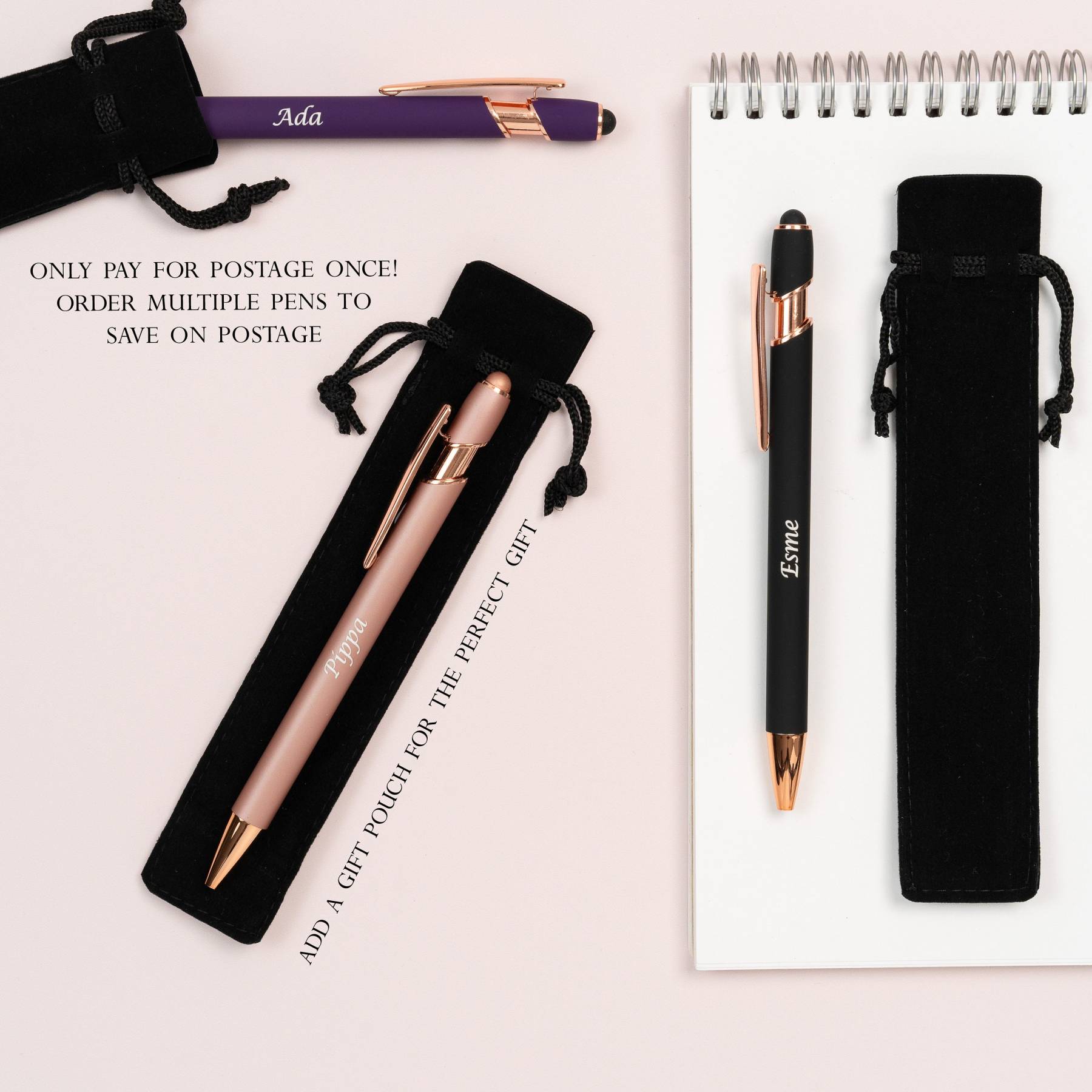 Personalized Luxurious Soft Touch Rose Gold Pen | JNSDec67