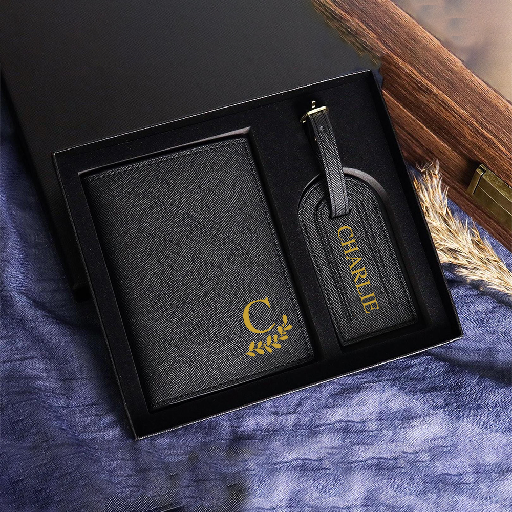 Personalized Leather Passport Wallet & Luggage Tag for Unique & Love | JNSCase04