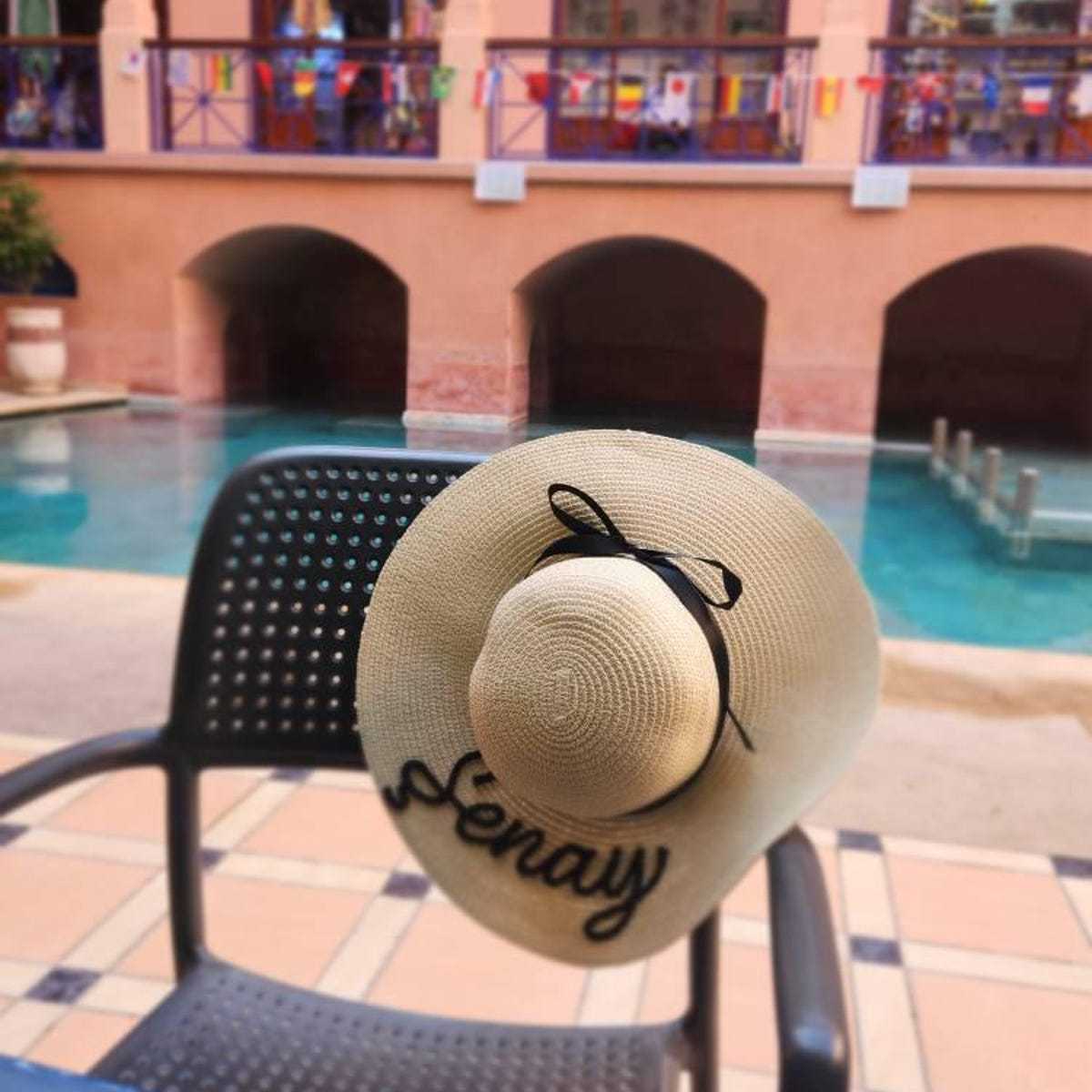 Personalized Hand Embroidered Straw Floppy Sun Hat for Unique & Love | JNSHat14