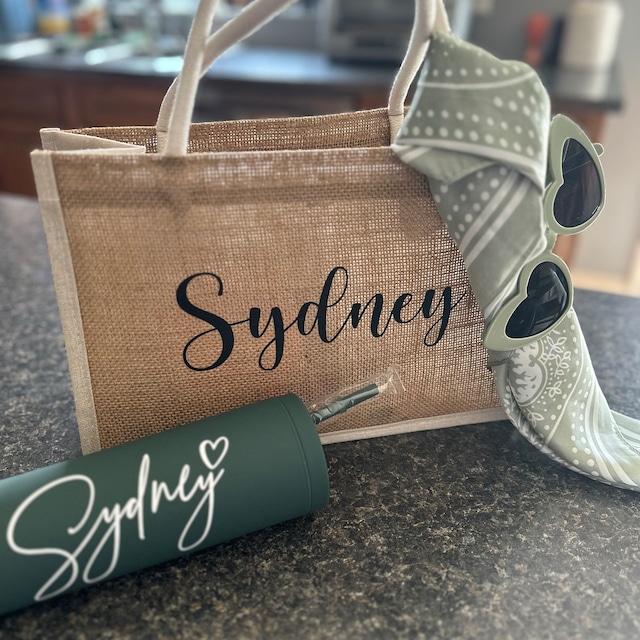 Personalized Monogram Burlap Tote Bridesmaid Bags for Unique & Love | JNSBag08