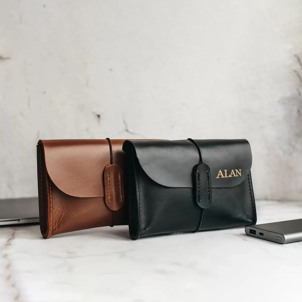 Personalized Leather Engraved Travel Electronic Accessories Organizer | JNSBag78