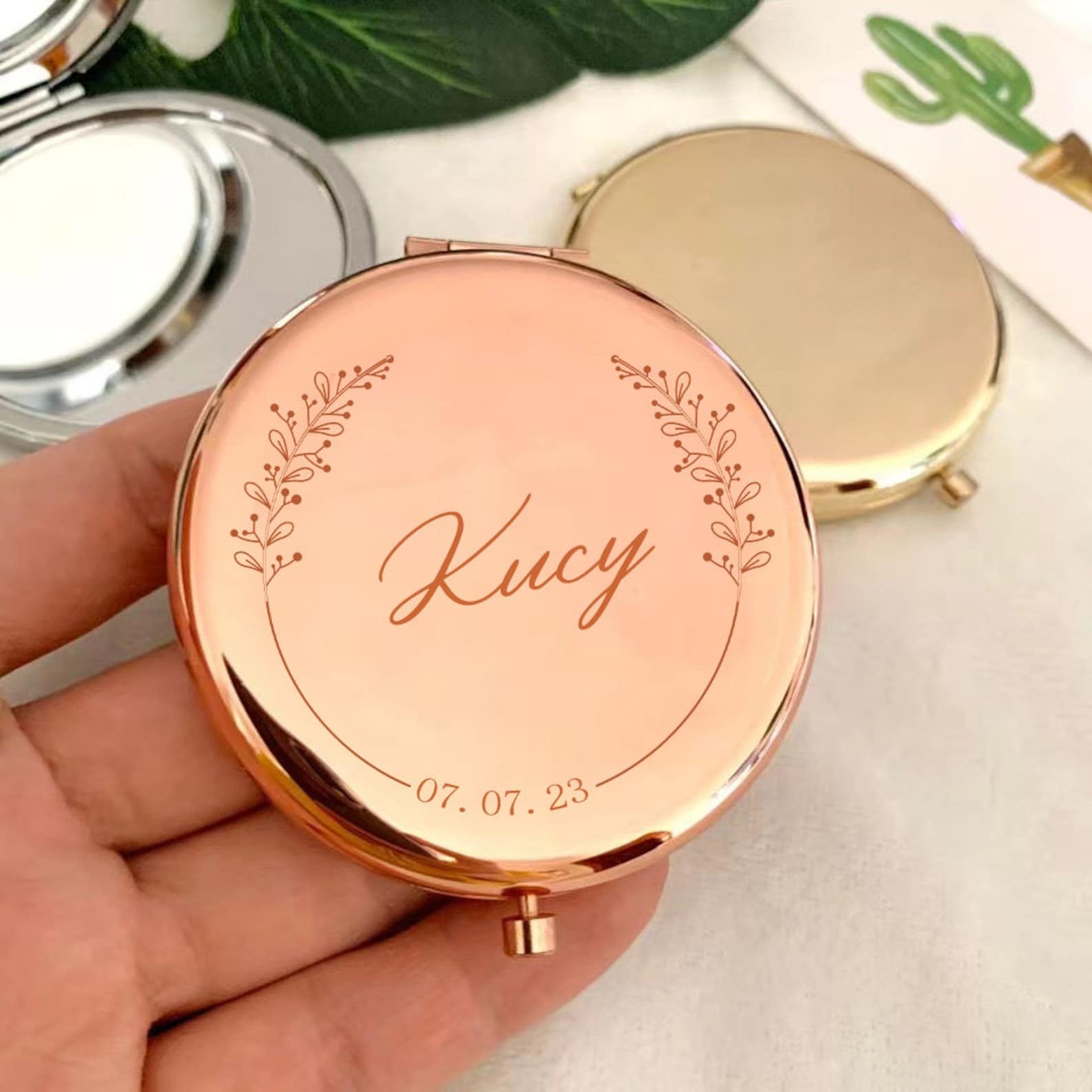 Personalized Monogram Folding Mirrors for Unique & Love | JNSDec30