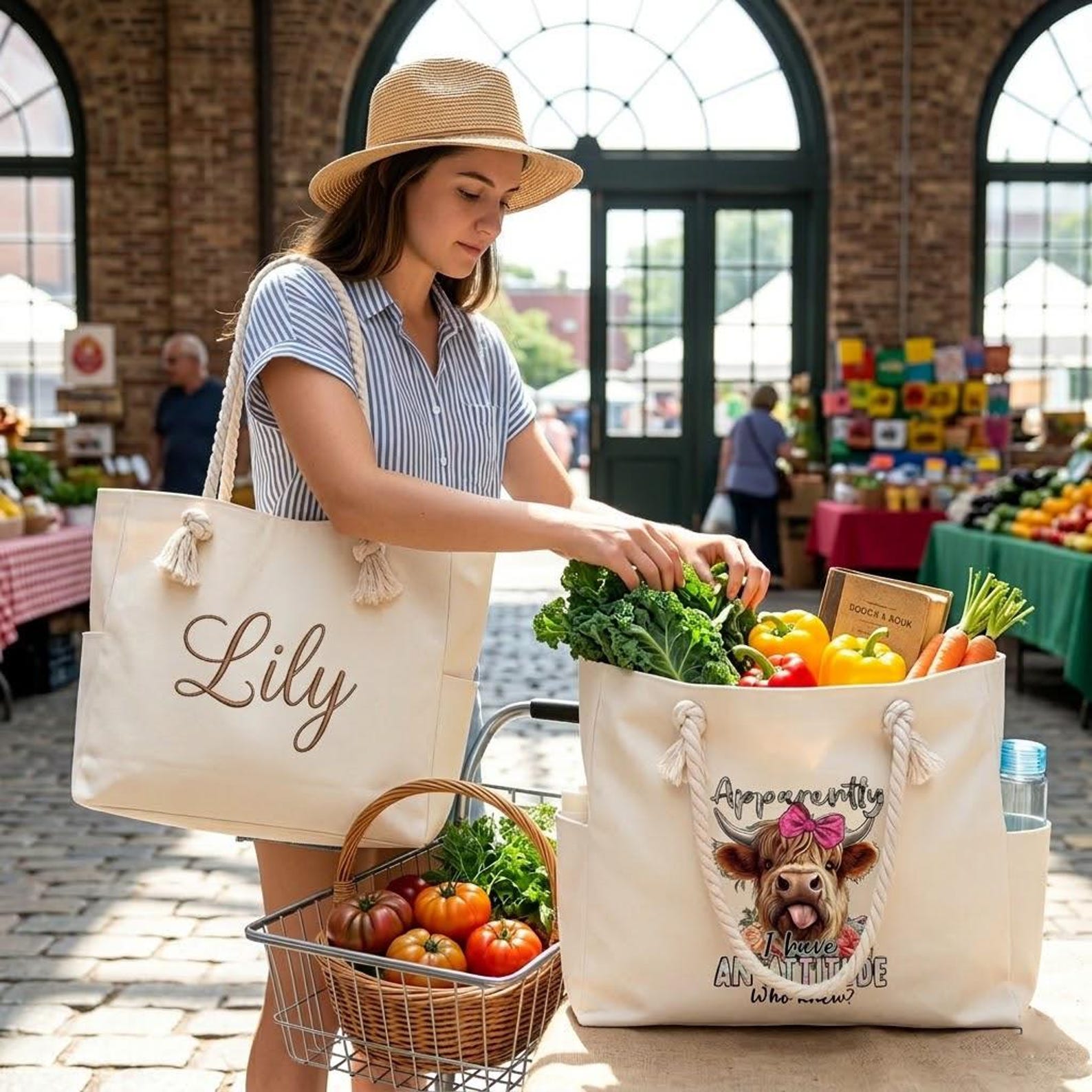 Personalized Embroidered Ocean Soul Beach Canvas Bag for Unique & Love | JNSBag127