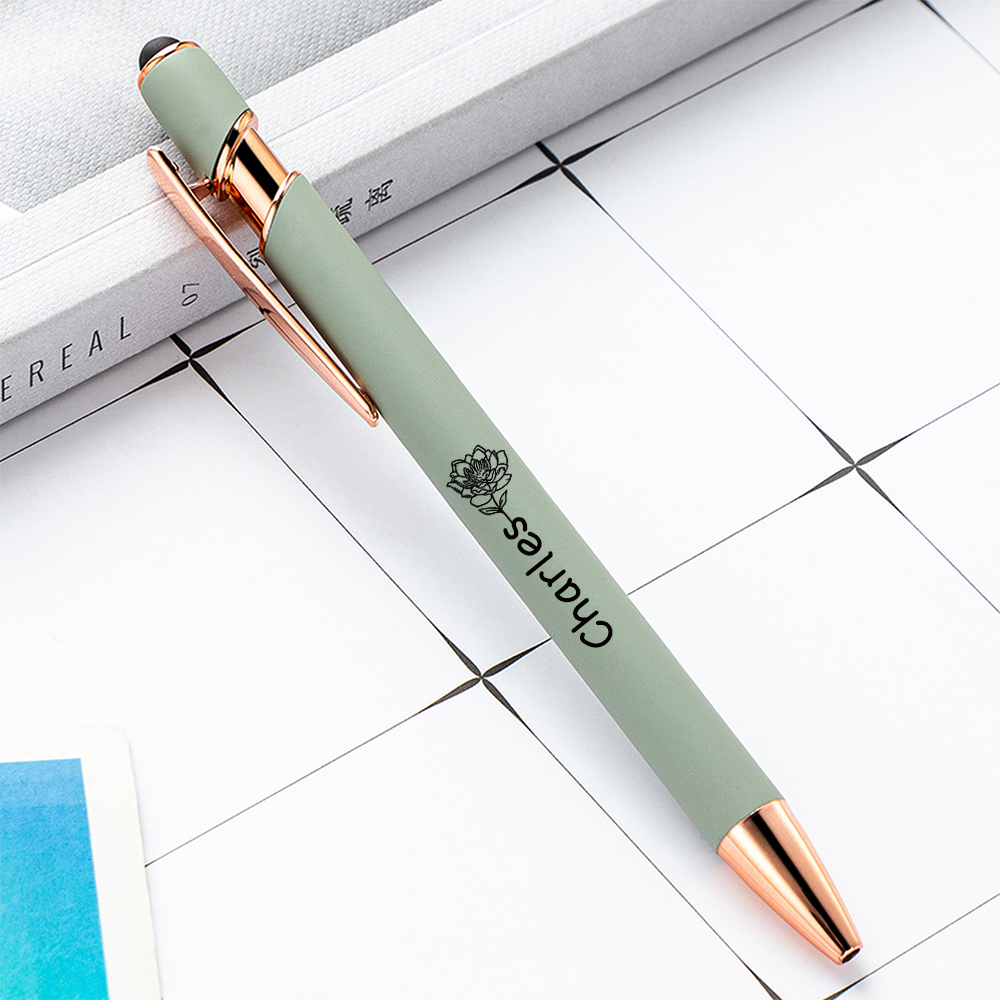 Personalized Morandi Color Birth Flower Retractable Ballpoint Pen for Unique & Love | JNSTool18