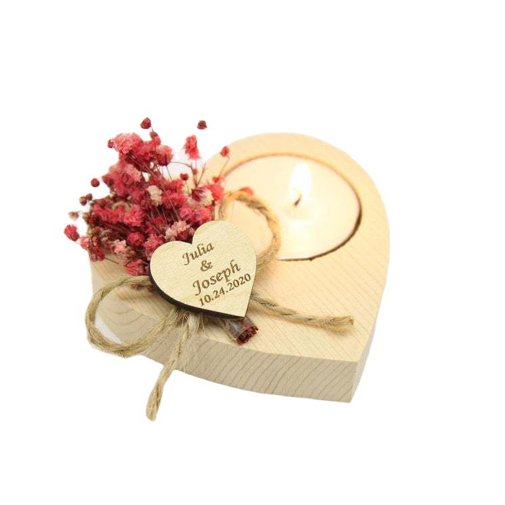 Personalized Engraved Wooden Tealight Candles & Holder for Unique & Lo