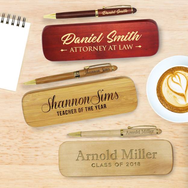 Personalized Monogram Wood Engraved Pen Set | JNSDec94