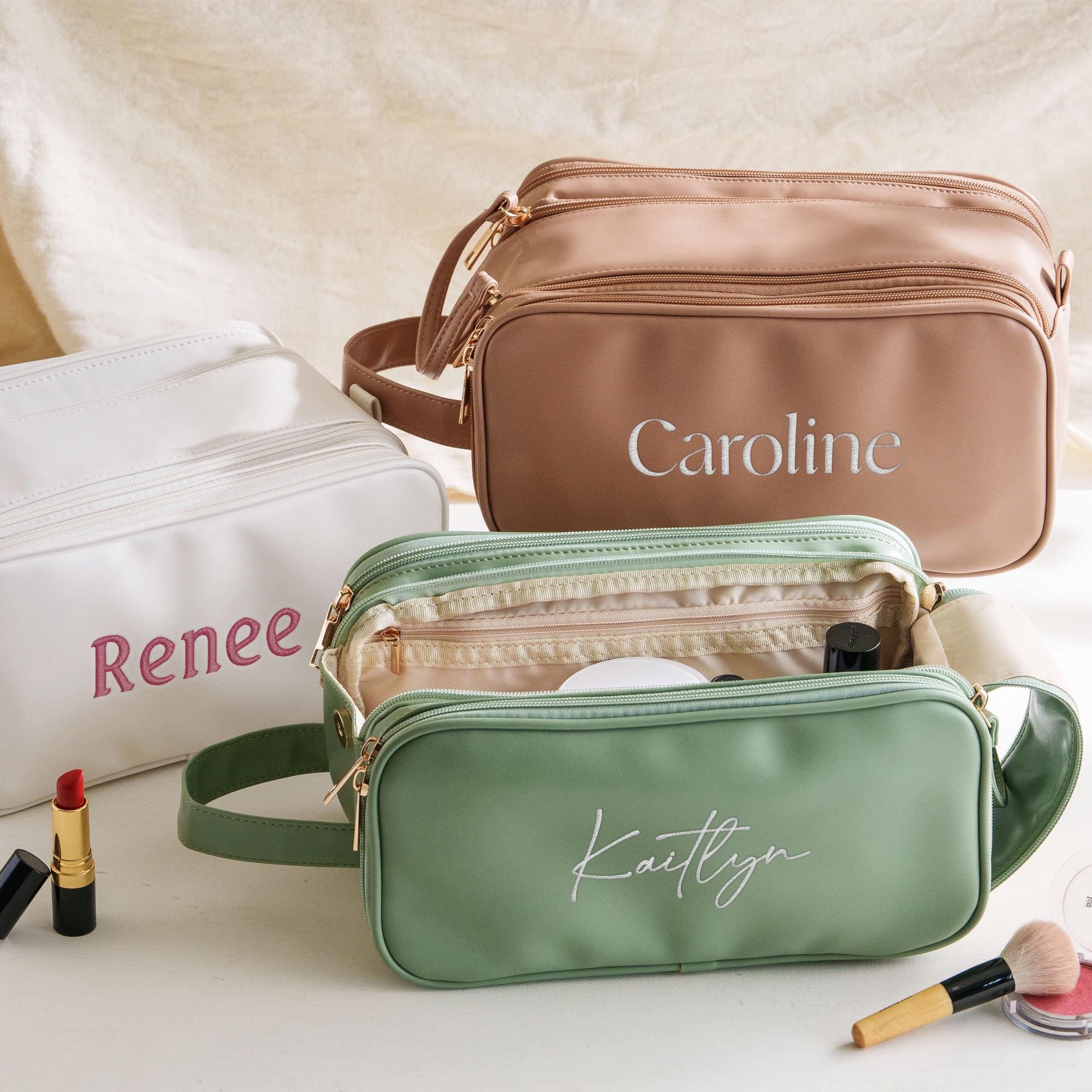 Personalized Leather Embroidered Makeup Bag for Unique & Love | JNSBag72