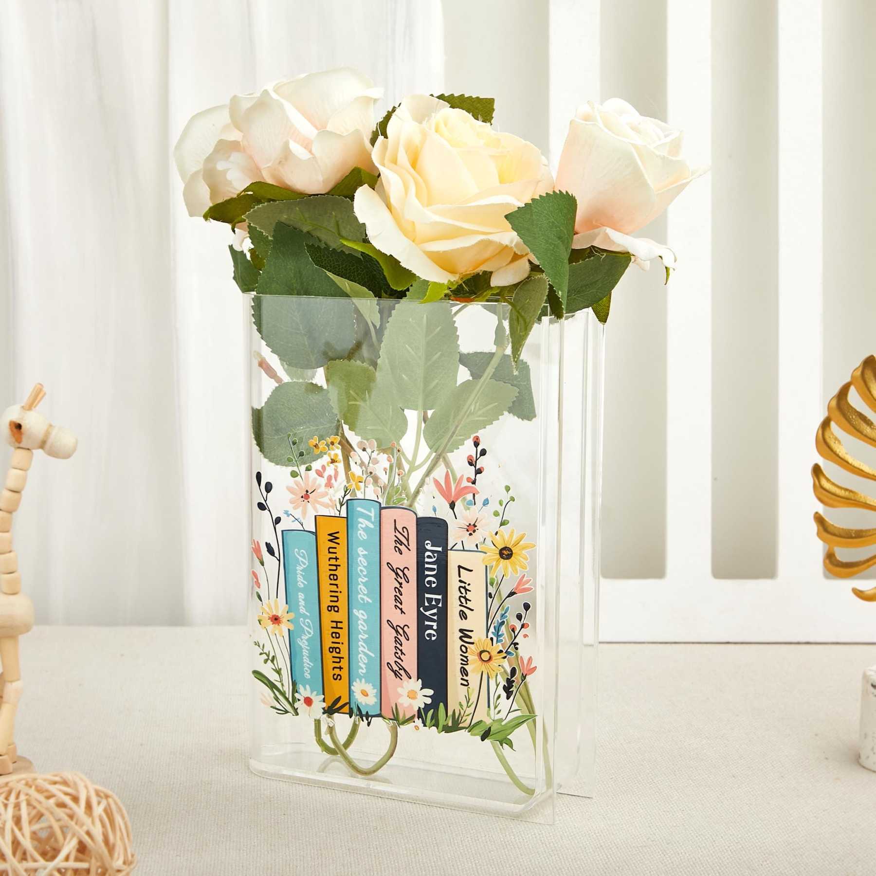 Personalized Flower Eco-Friendly Acrylic Book Vase for Unique & Love | JNSDec171