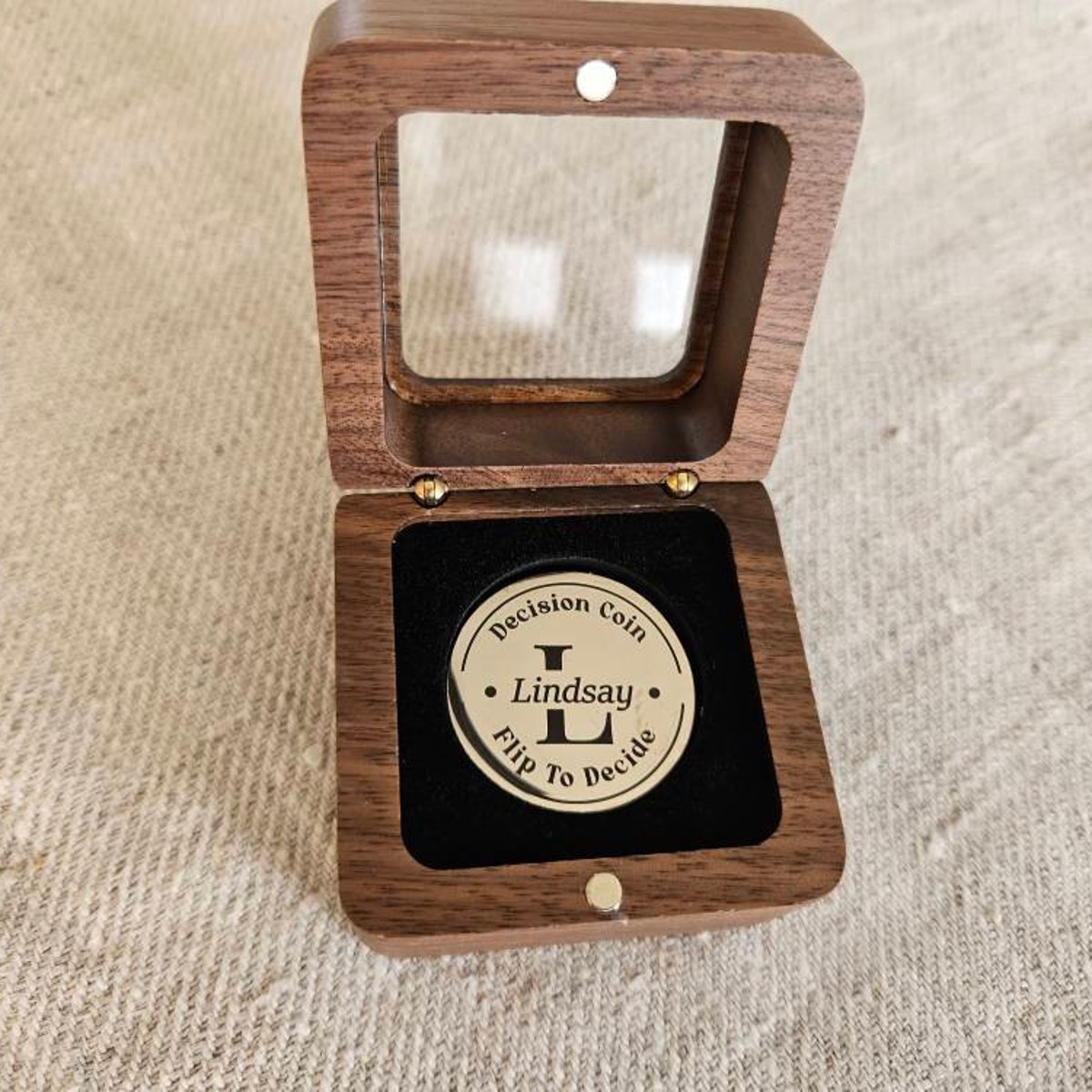 Personalized Engraved Decision Coin with Wooden Box | JNSDec153