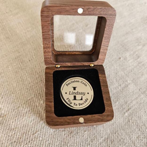 Personalized Engraved Decision Coin with Wooden Box | JNSDec153