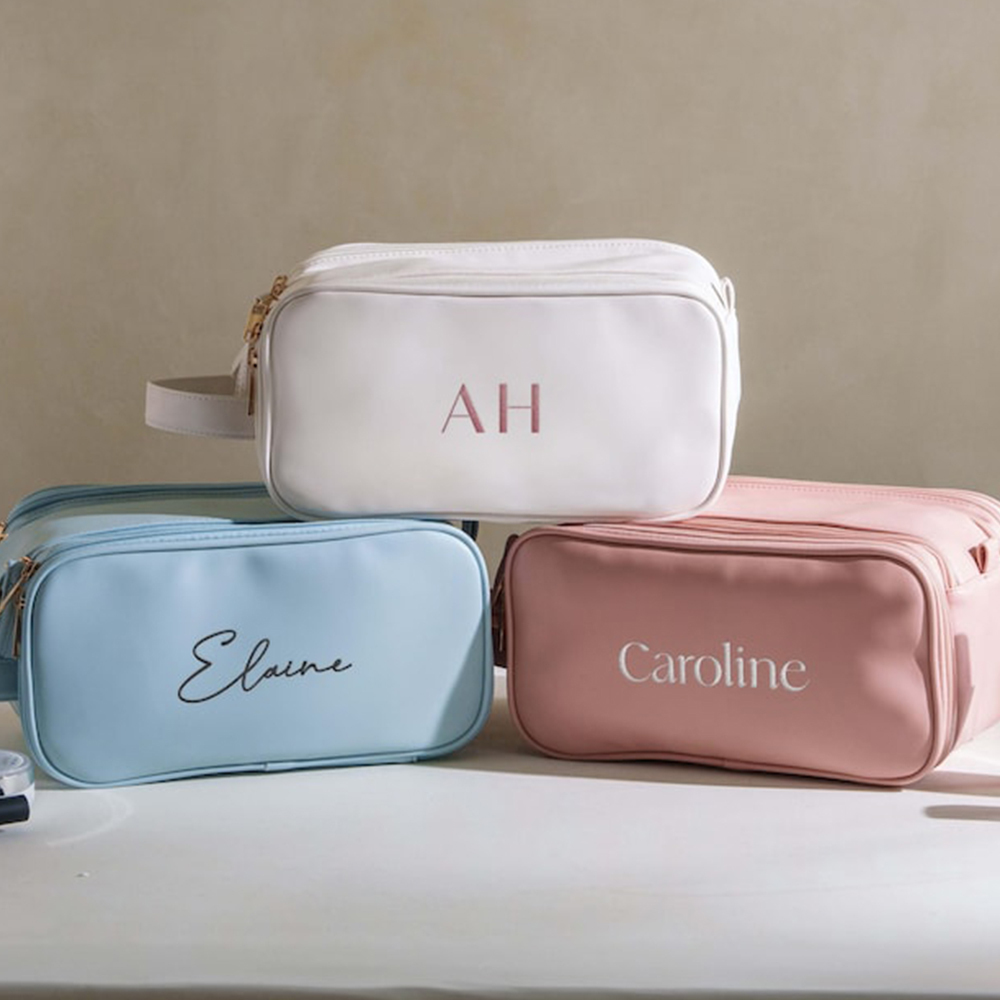 Personalized Leather Embroidered Makeup Bag for Unique & Love | JNSBag72