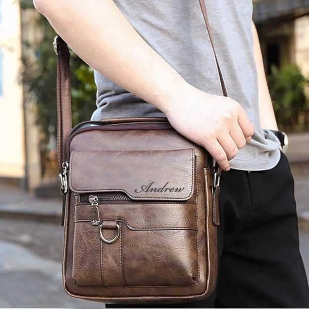 Personalized Engraved Leather Crossbody Messenger Shoulder Bag for Unique & Love | JNSBag109