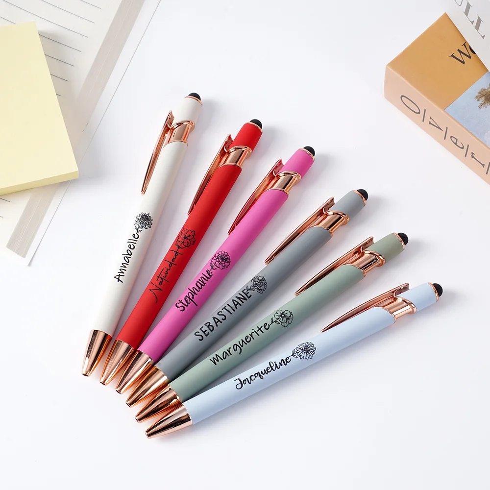 Personalized Morandi Color Birth Flower Retractable Ballpoint Pen for Unique & Love | JNSTool18
