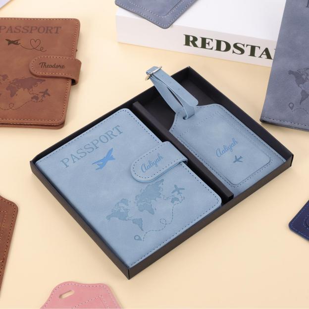 Personalized Monogram Leather Magnetic Passport Cover with RFID Blocking | JNSCase14