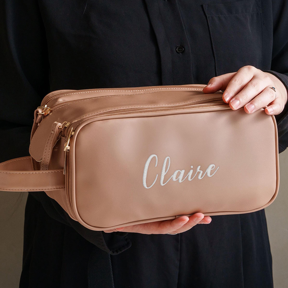 Personalized Leather Embroidered Makeup Bag for Unique & Love | JNSBag72