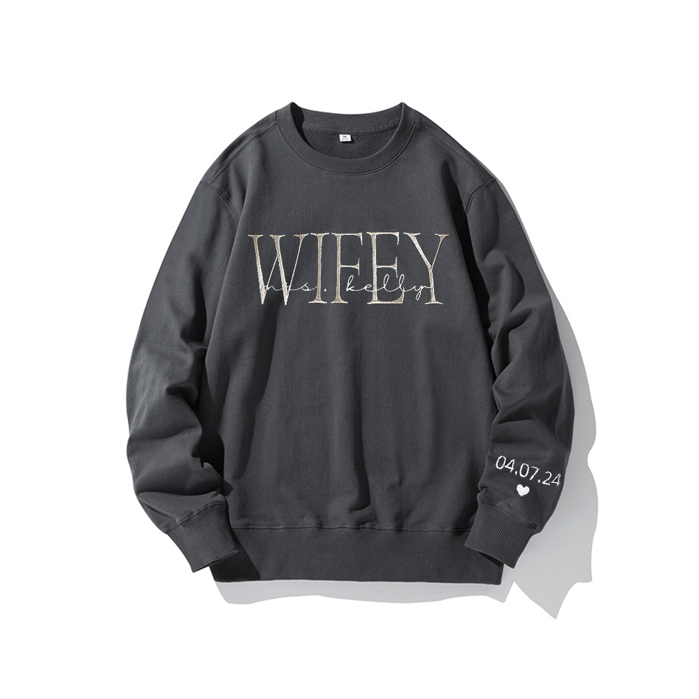Personalized Embroidered Wife/Hubby Sweatshirt for Unique & Love | JNSCloth42