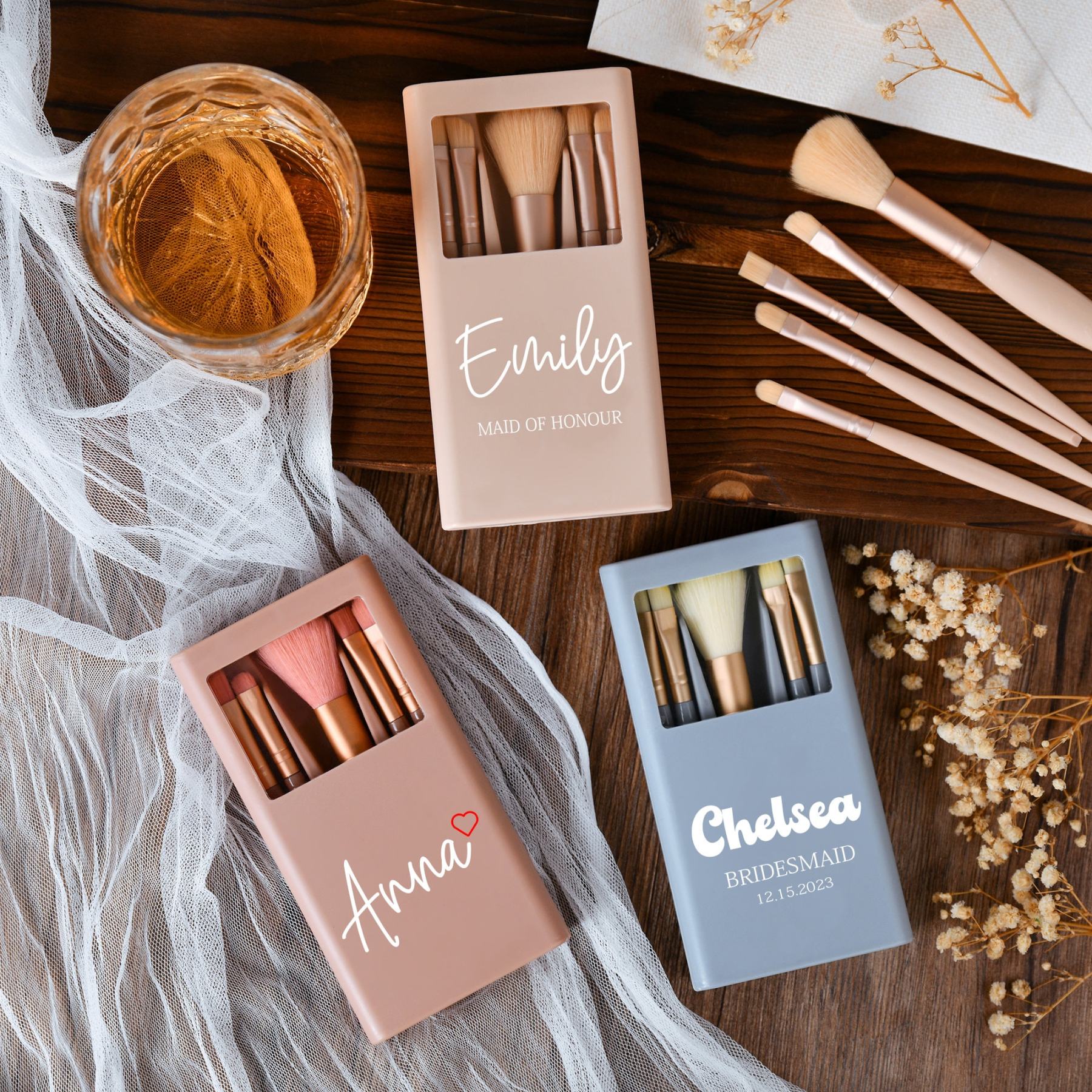 Personalized Makeup Brush Set with Mirror for Unique & Love | JNSBag19