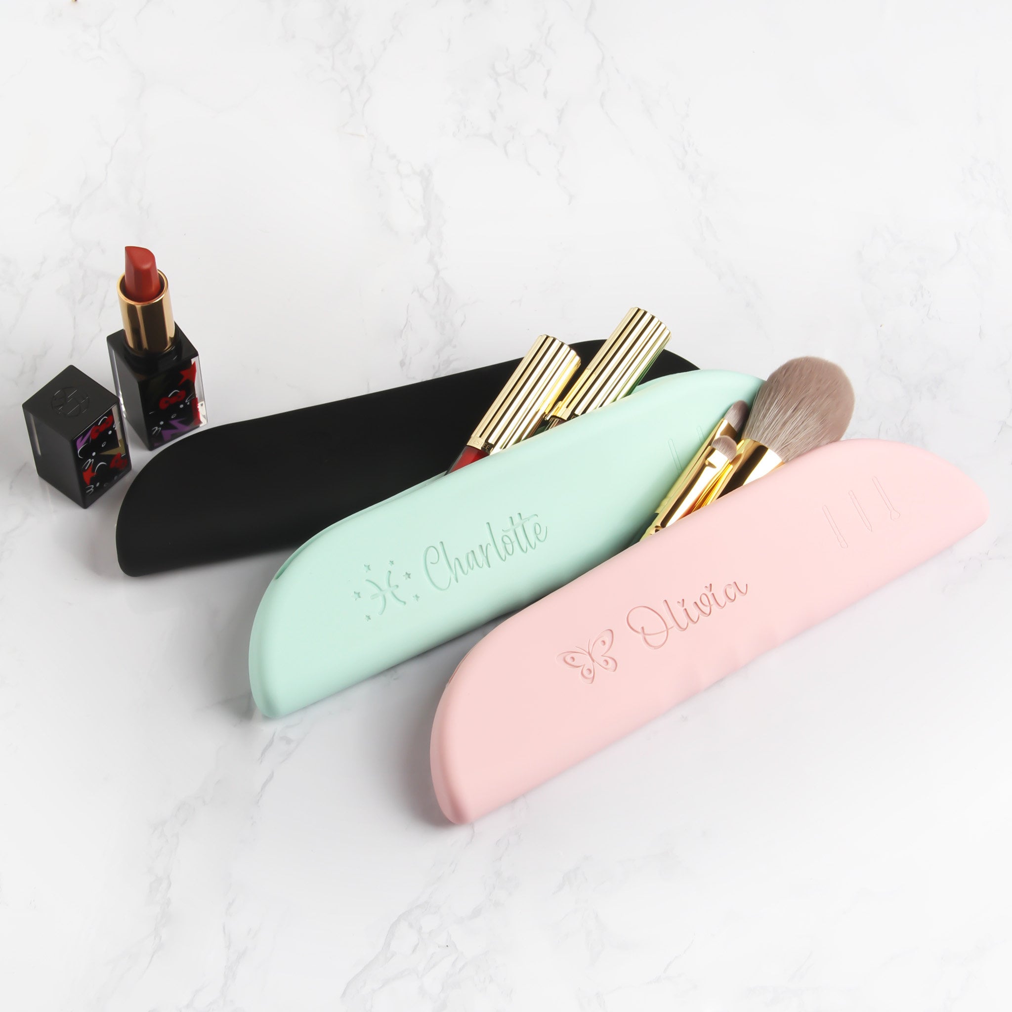 Personalized Silicone Makeup Brush Bag for Unique & Love | JNSBag17