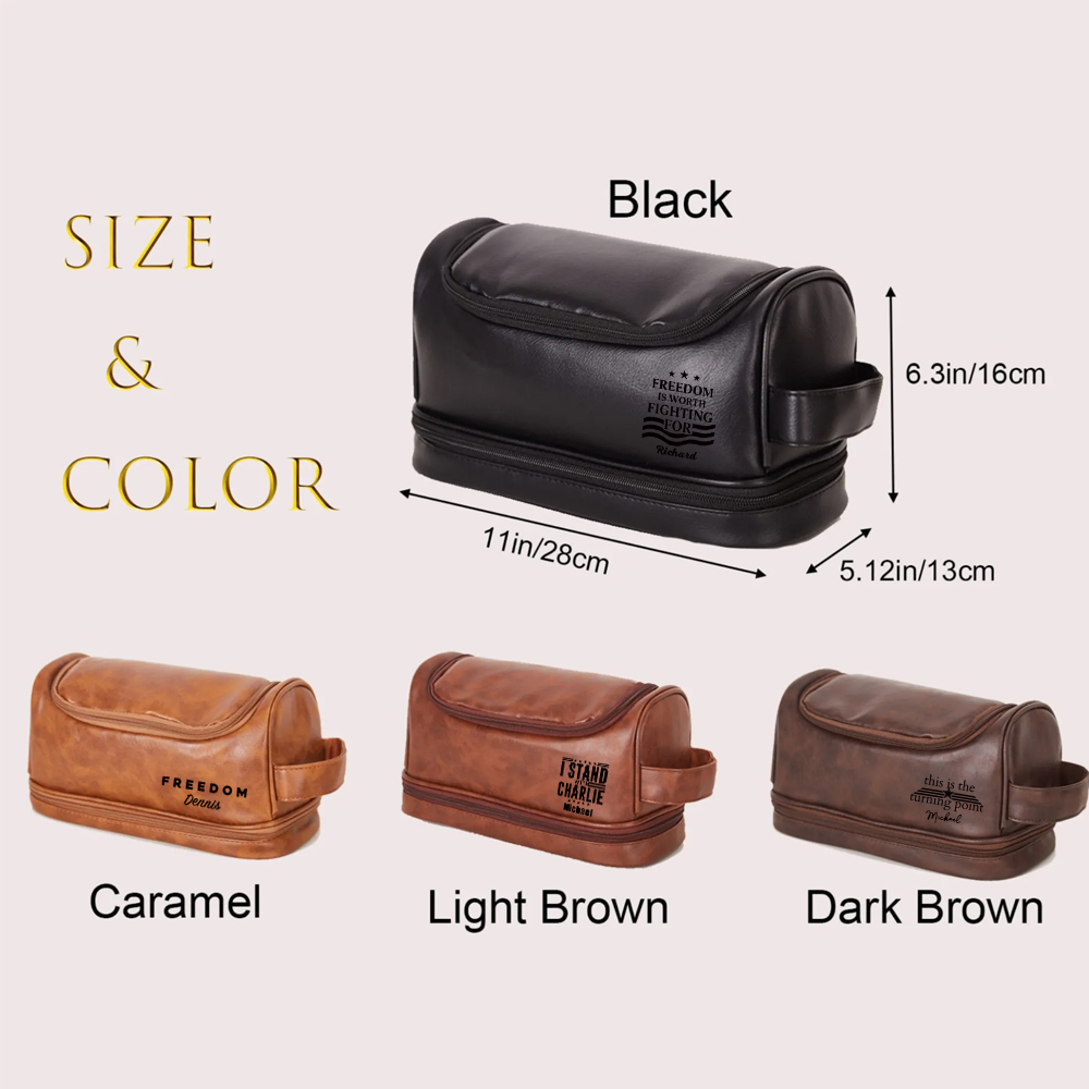 Personalized Leather Monogram Engraved Wash Bag for Unique & Love | JNSBag111