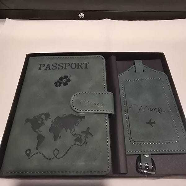 Personalized Monogram Leather Magnetic Passport Cover with RFID Blocking | JNSCase14