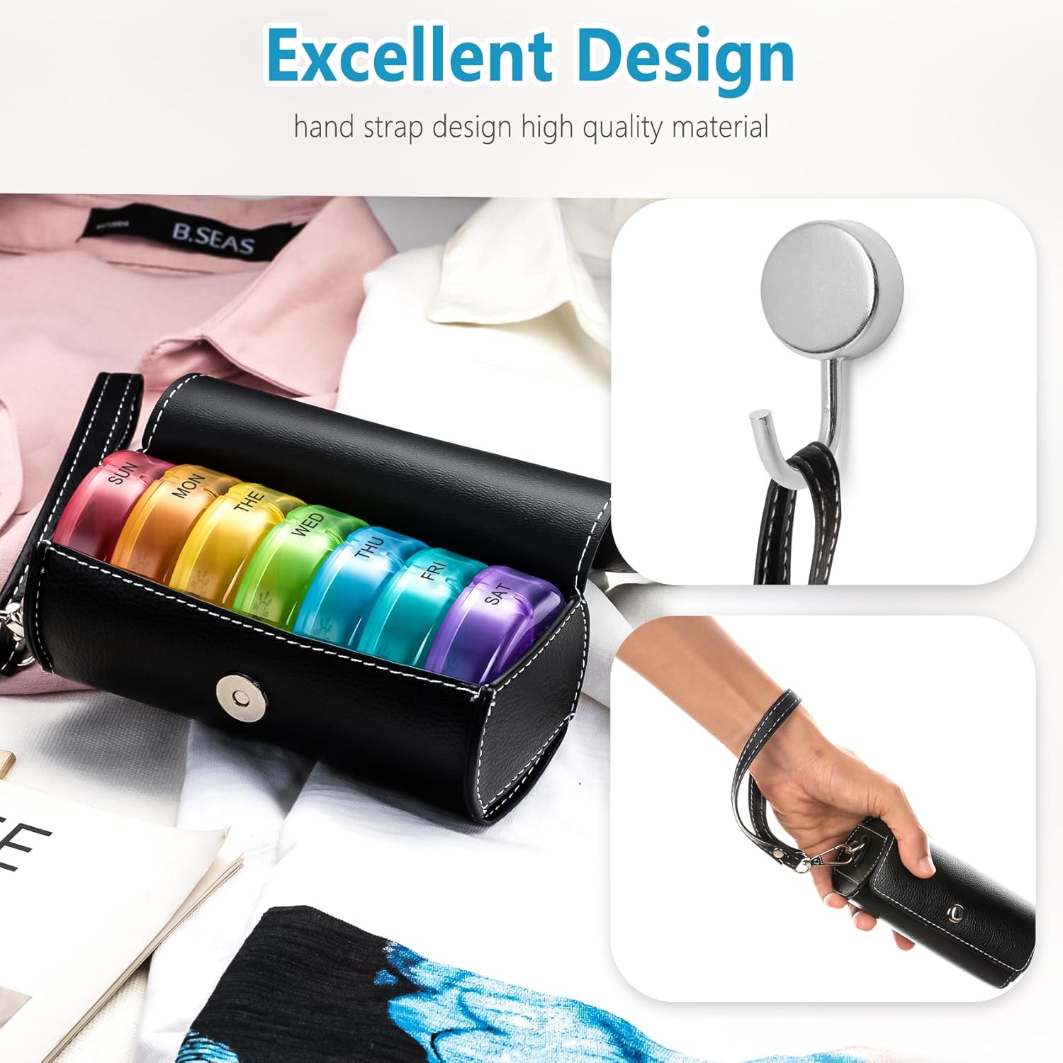 Personalized Monogram 7 Days AM/PM Portable Pill Boxes Organizer with Compartments | JNSDec164