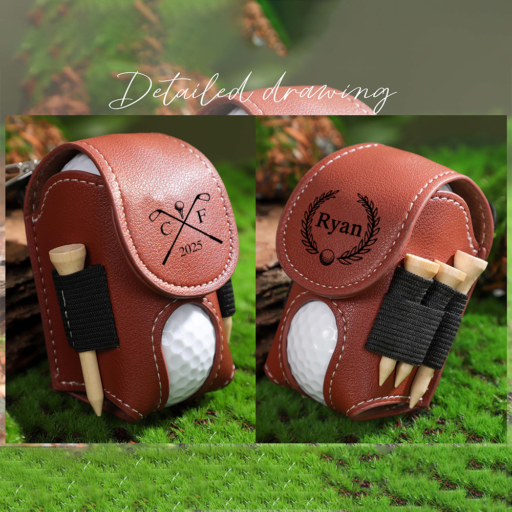 Personalized Monogram Golf Ball Leather Bag | JNSBag60