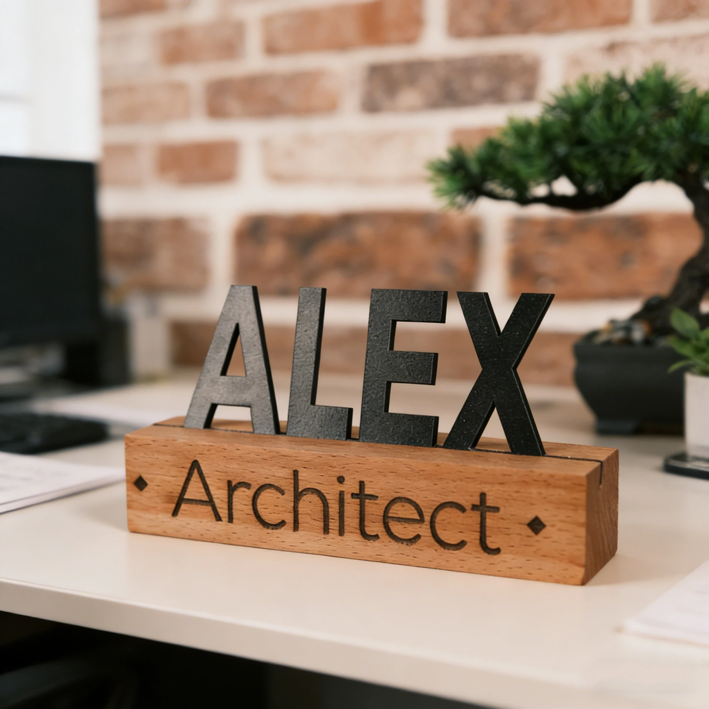 Personalized Wood Desk Name Plate | JNSDec197