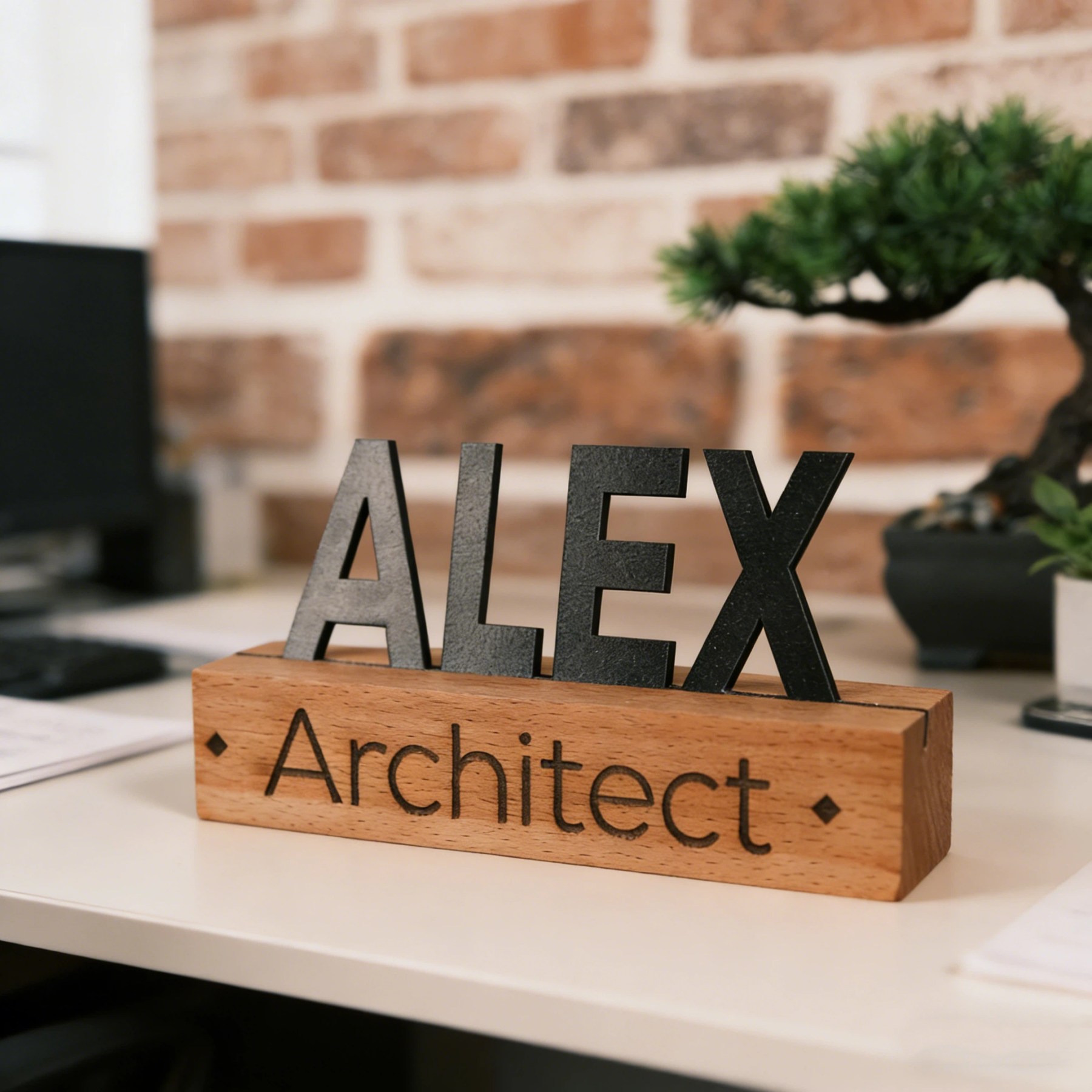 Personalized Wood Desk Name Plate | JNSDec197