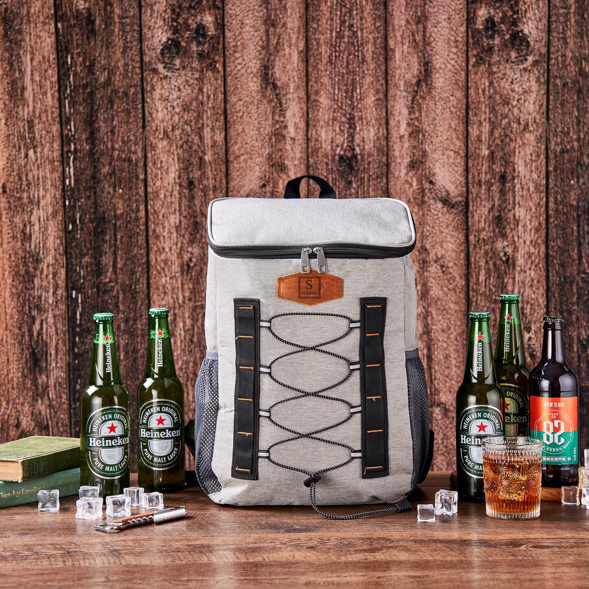 Personalized Leather Patch Cooler Backpack | JNSBag50