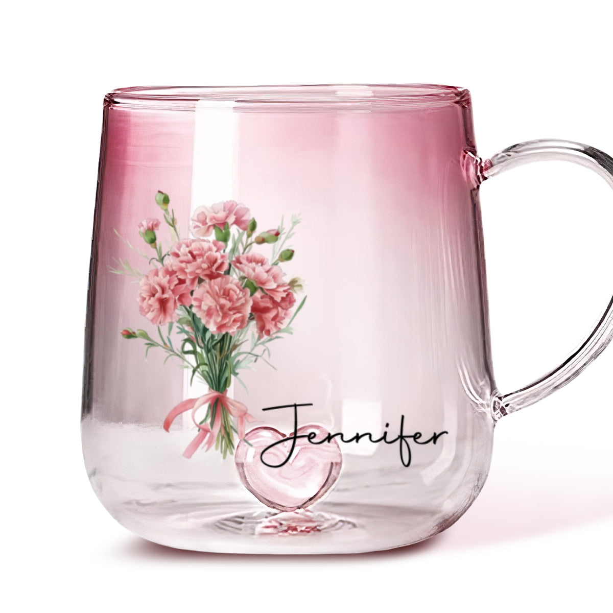 Personalized Birth Month Flower Glass Mug for Unique & Love | JNSDec138