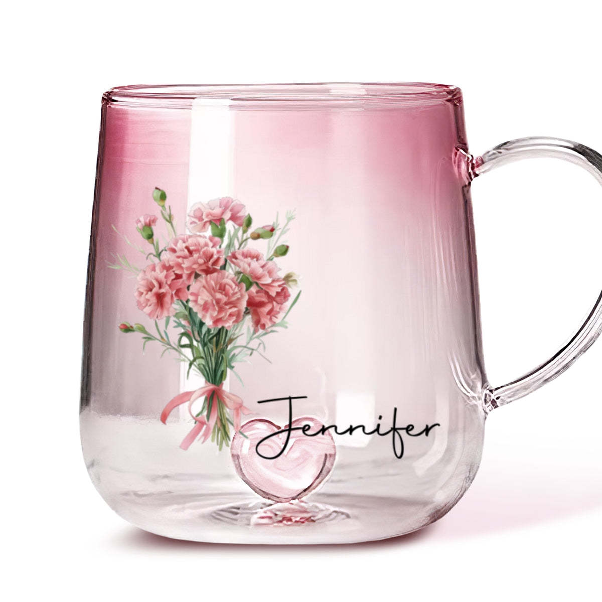 Personalized Birth Month Flower Glass Mug for Unique & Love | JNSDec138