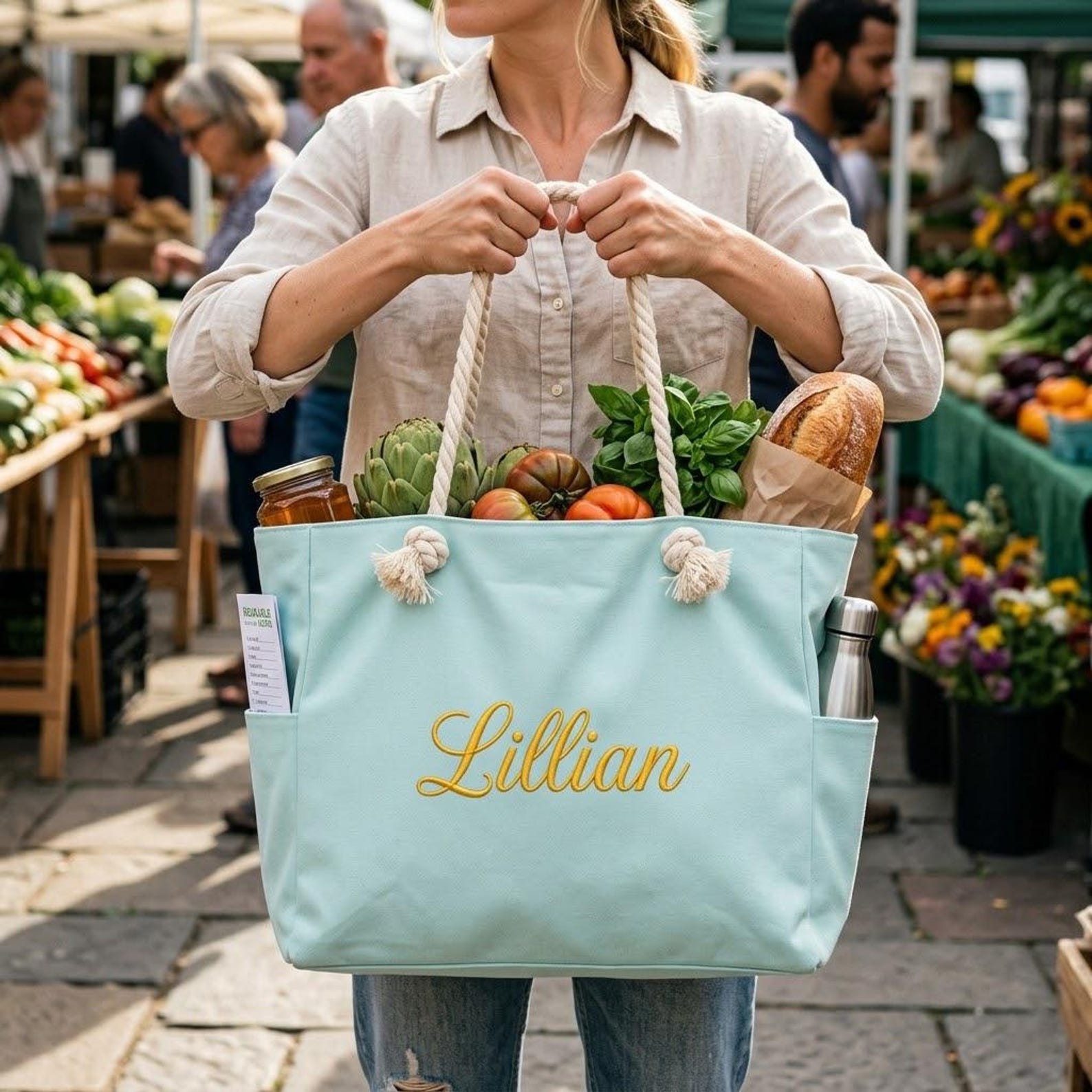 Personalized Embroidered Ocean Soul Beach Canvas Bag for Unique & Love | JNSBag127