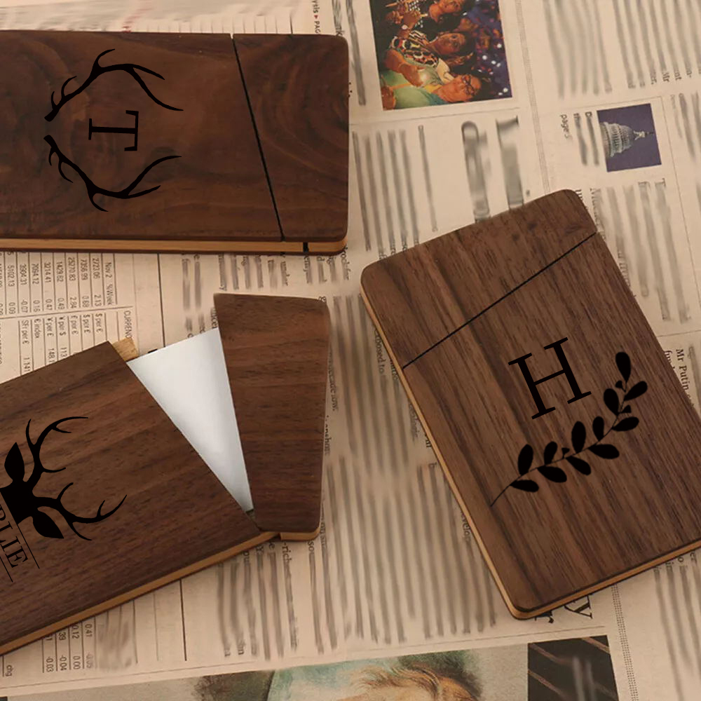 Personalized Monogram Engraved Business Card Holder with Magnetic Closure | JNSCase06