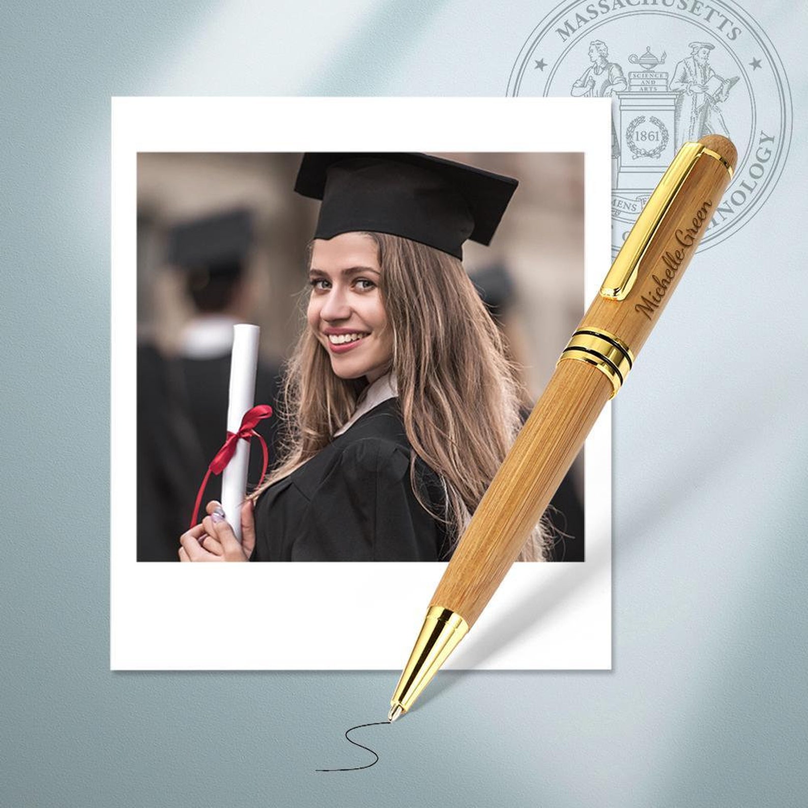 Personalized Monogram Wood Engraved Pen Set | JNSDec94