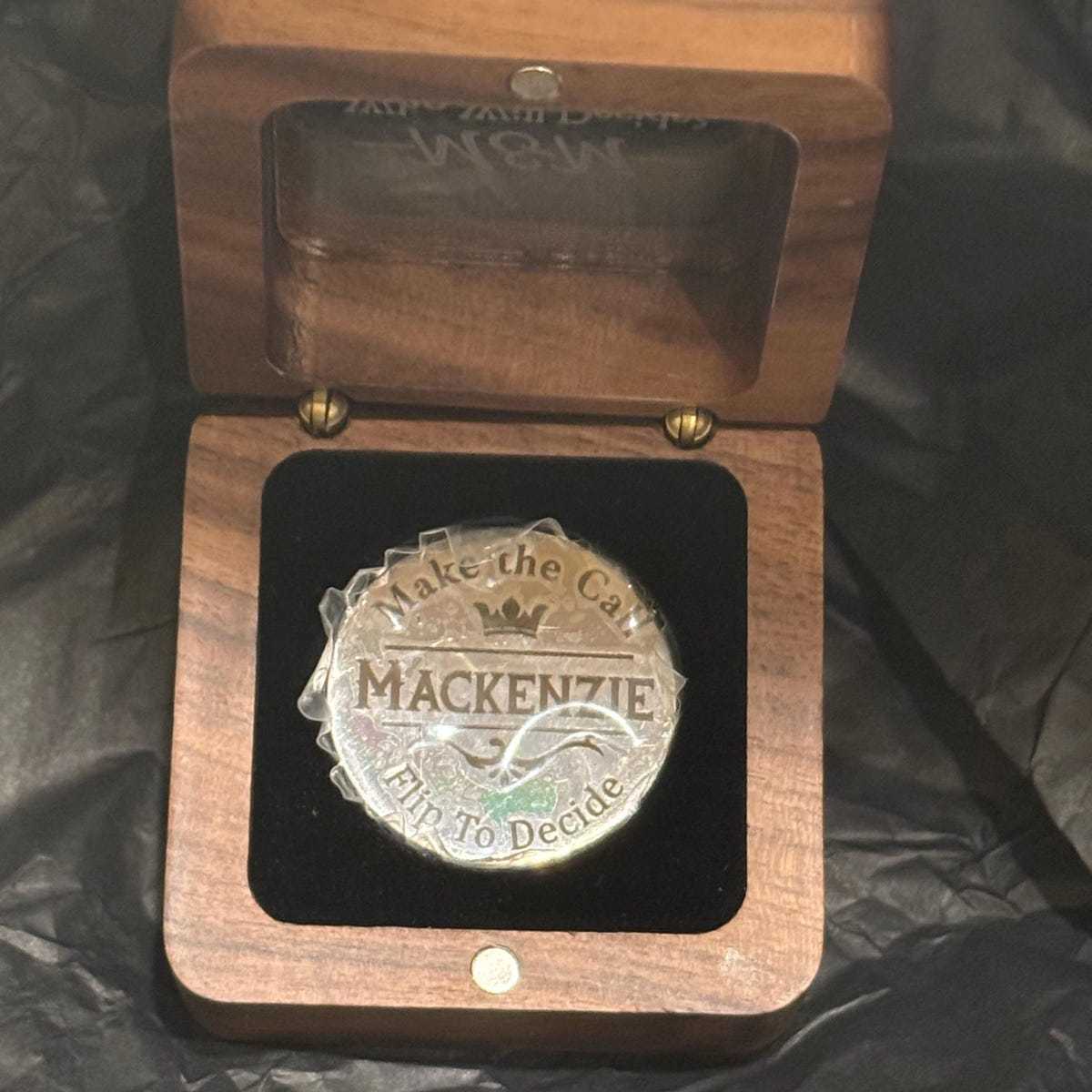 Personalized Engraved Decision Coin with Wooden Box | JNSDec153