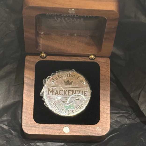 Personalized Engraved Decision Coin with Wooden Box | JNSDec153