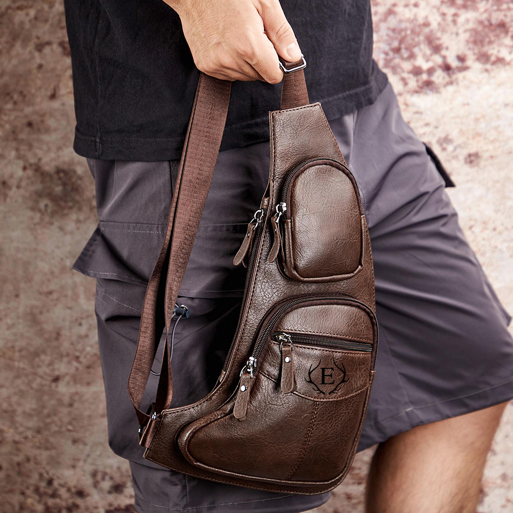 Personalized Leather Monogram Engraved Crossbody Sling Bag for Unique & Love | JNSBag61