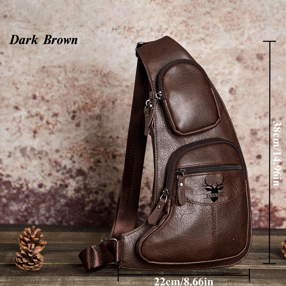 Personalized Leather Monogram Engraved Crossbody Sling Bag for Unique & Love | JNSBag61