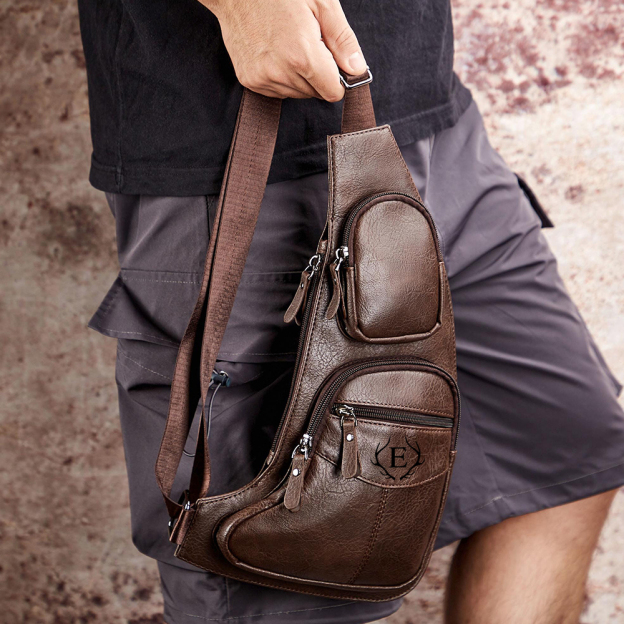 Personalized Leather Monogram Engraved Crossbody Sling Bag for Unique & Love | JNSBag61