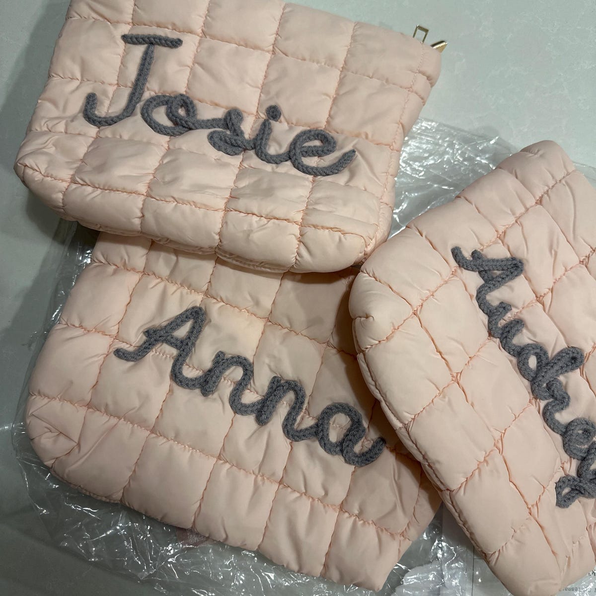 Personalized Hand Embroidered Quilted Zipper Makeup Bag for Unique & Love | JNSBag126